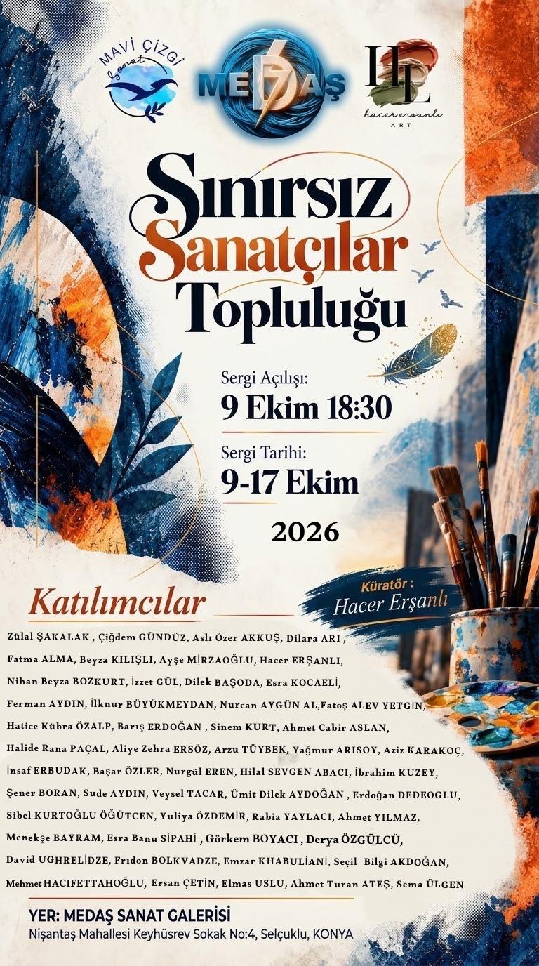 Sınırsız Sanatçılar Topluluğu" Sergisi MEDAŞ Sanat Galerisi’nde Kapılarını Açıyor