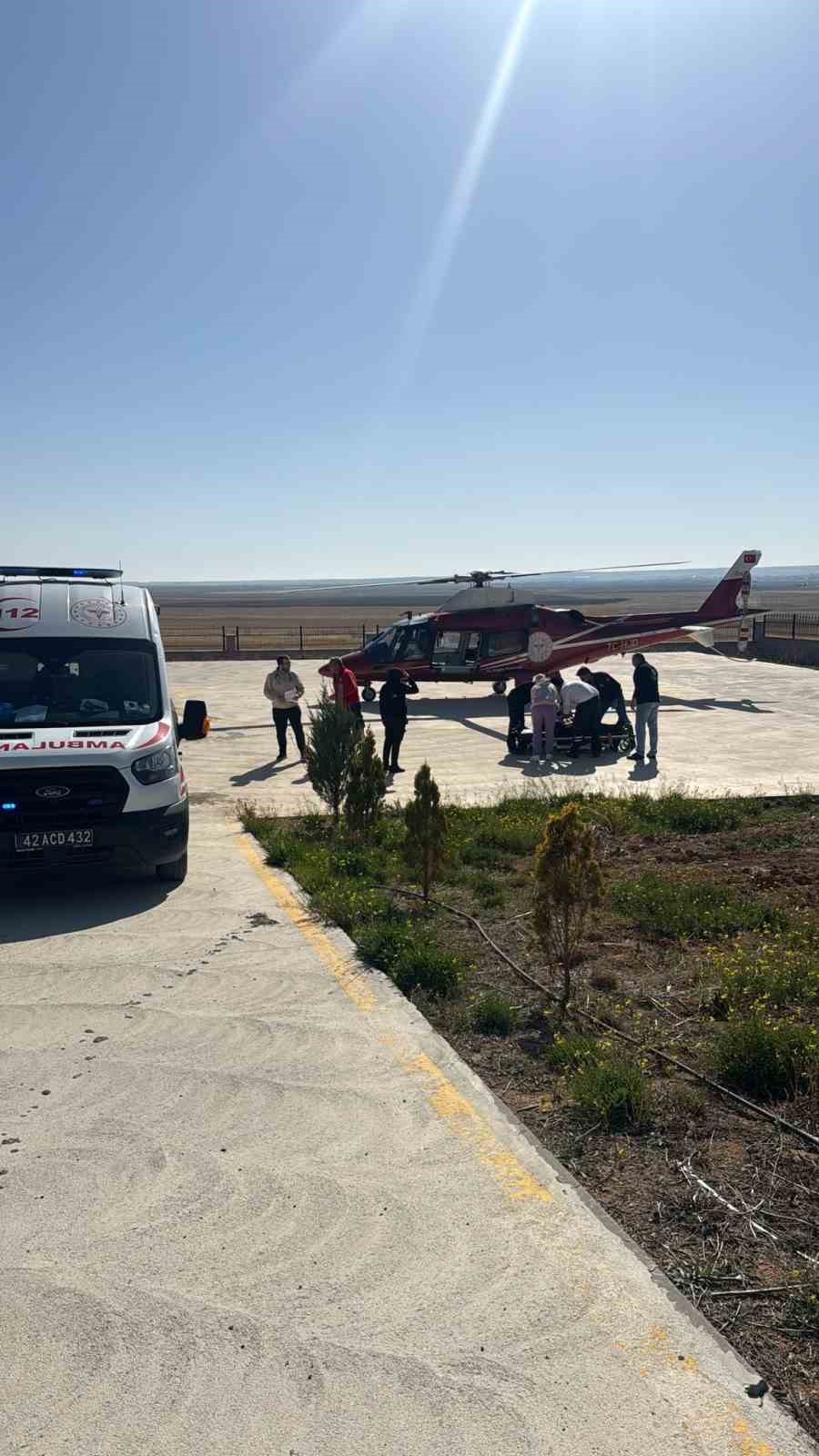 Kulu’da 70 yaşındaki hasta ambulans helikopterle sevk edildi